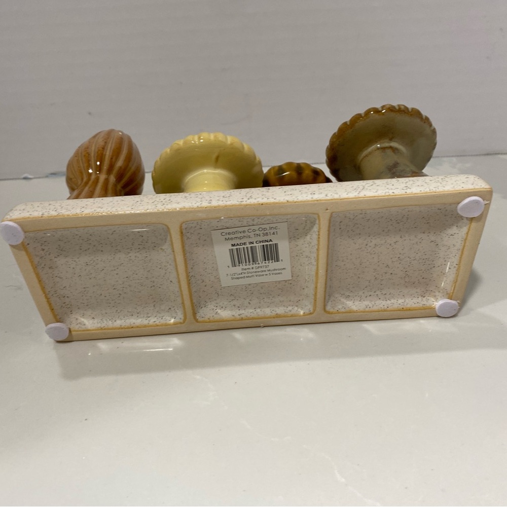 Creative Co-Op Stoneware Drip Glaze Mushroom Multi Vase Set 5 Vases 7 1/2”Lx4”H - Picture 5 of 5